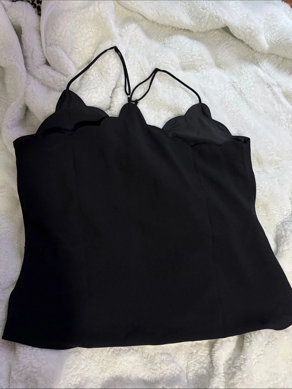 J. Crew Black Scallop-Edge Camisole